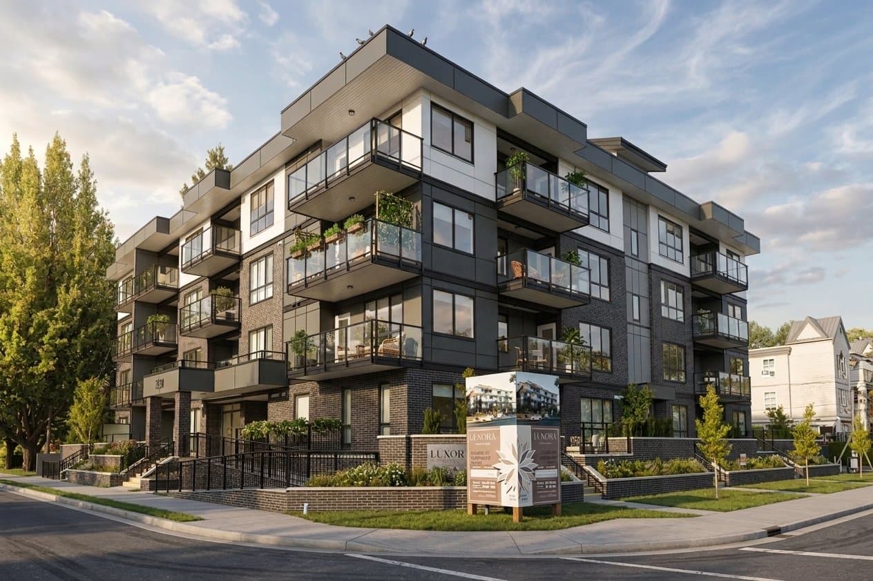 Luxora exterior, corner angle